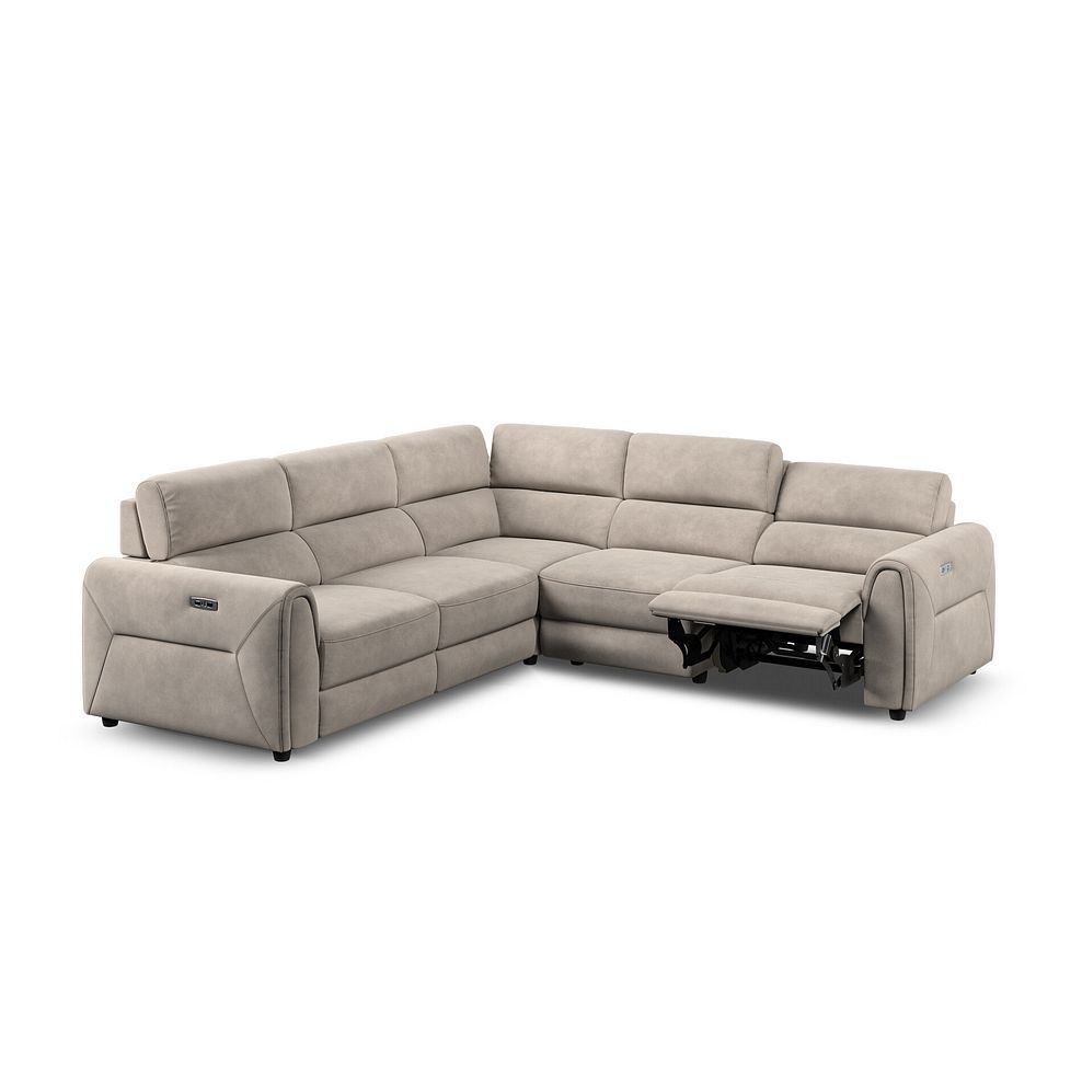 Santorini Modular 5 Seater Electric Reclining Corner Sofa with Power Headrests in Nomad Sahara Fabric- GROUP 3 4