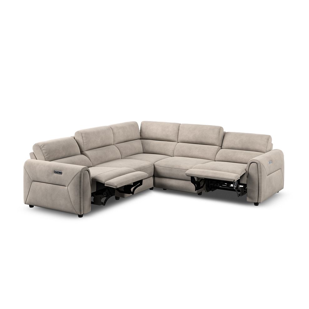 Santorini Modular 5 Seater Electric Reclining Corner Sofa with Power Headrests in Nomad Sahara Fabric- GROUP 3 5