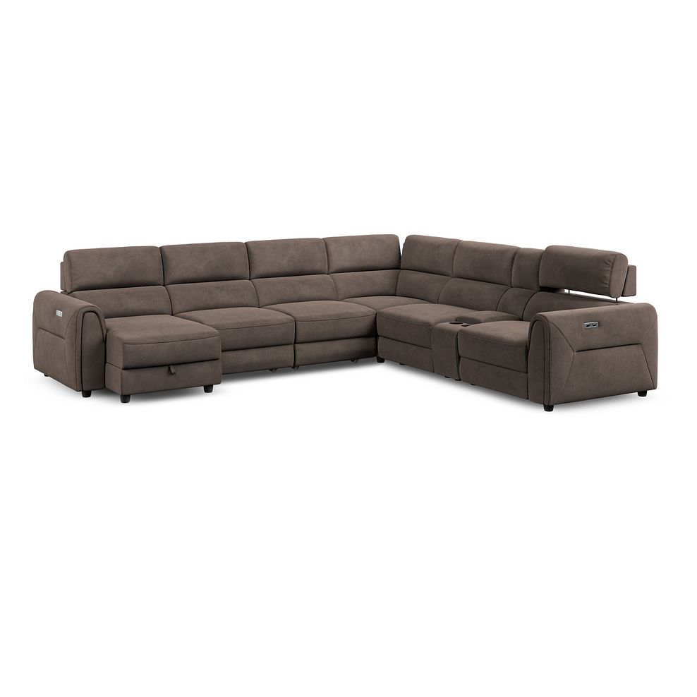 Santorini Modular 6 Seater Power Chaise Left Hand Corner Sofa and Power Headrests in Nomad Driftwood Fabric  - GROUP 18 3