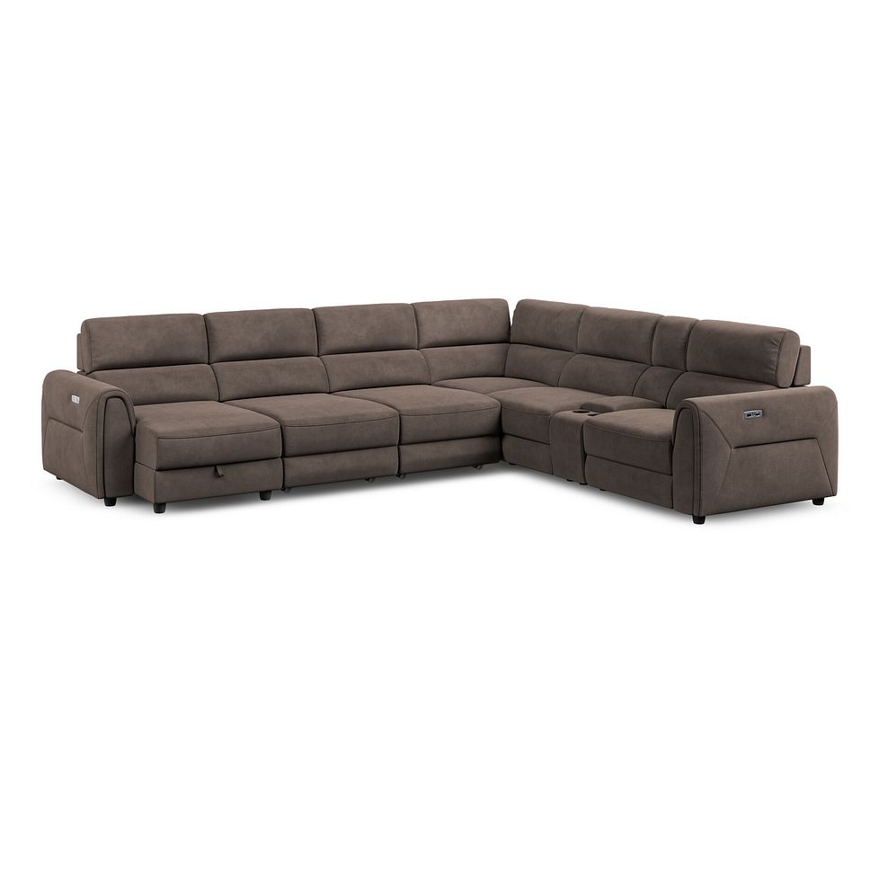 Santorini Modular 6 Seater Power Chaise Left Hand Corner Sofa and Power Headrests in Nomad Driftwood Fabric  - GROUP 18 2