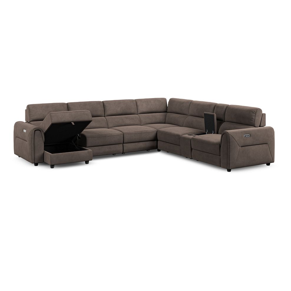 Santorini Modular 6 Seater Power Chaise Left Hand Corner Sofa and Power Headrests in Nomad Driftwood Fabric  - GROUP 18 4