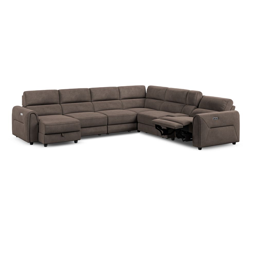 Santorini Modular 6 Seater Power Chaise Left Hand Corner Sofa and Power Headrests in Nomad Driftwood Fabric  - GROUP 18 5