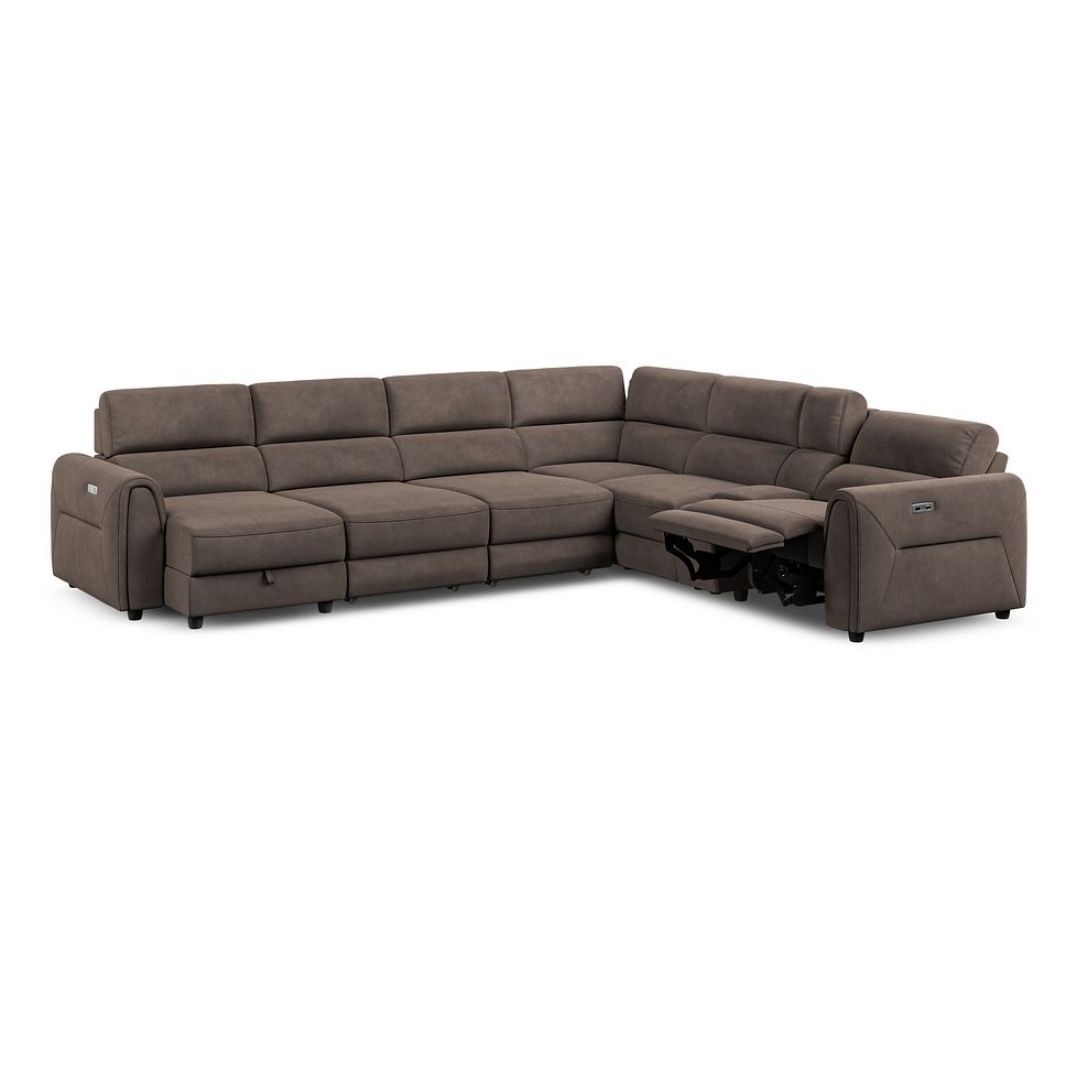 Santorini Modular 6 Seater Power Chaise Left Hand Corner Sofa and Power Headrests in Nomad Driftwood Fabric  - GROUP 18 6