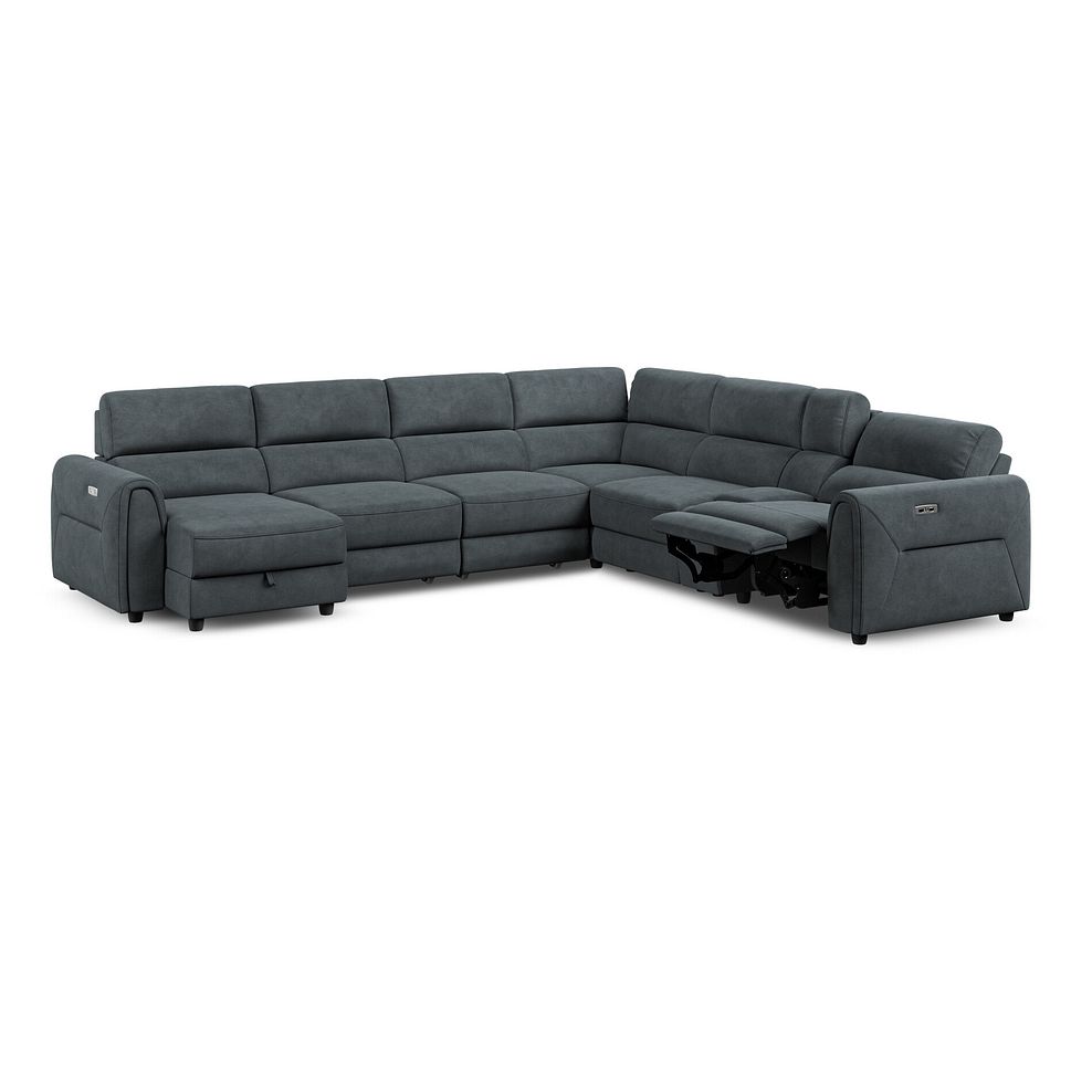Santorini Modular 6 Seater Power Chaise Left Hand Corner Sofa and Power Headrests in Nomad Harbour Mist Fabric  - GROUP 18 5