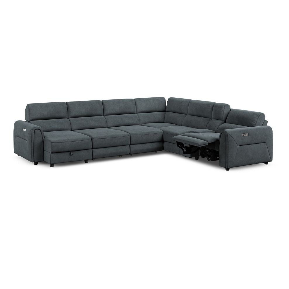 Santorini Modular 6 Seater Power Chaise Left Hand Corner Sofa and Power Headrests in Nomad Harbour Mist Fabric  - GROUP 18 6
