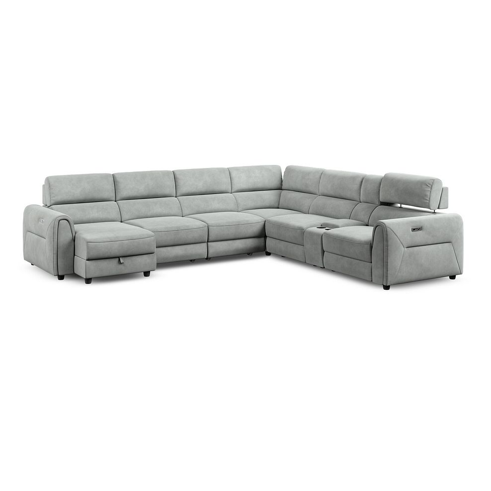 Santorini Modular 6 Seater Power Chaise Left Hand Corner Sofa and Power Headrests in Nomad Pebble Fabric  - GROUP 18 3