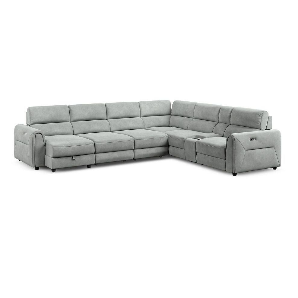 Santorini Modular 6 Seater Power Chaise Left Hand Corner Sofa and Power Headrests in Nomad Pebble Fabric  - GROUP 18 2
