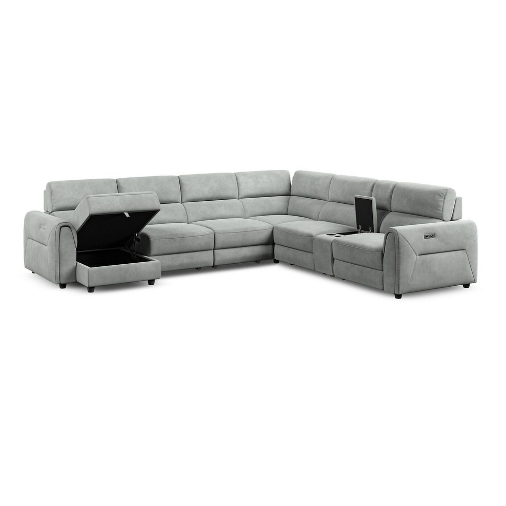 Santorini Modular 6 Seater Power Chaise Left Hand Corner Sofa and Power Headrests in Nomad Pebble Fabric  - GROUP 18 4