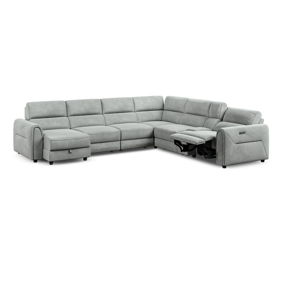 Santorini Modular 6 Seater Power Chaise Left Hand Corner Sofa and Power Headrests in Nomad Pebble Fabric  - GROUP 18 5
