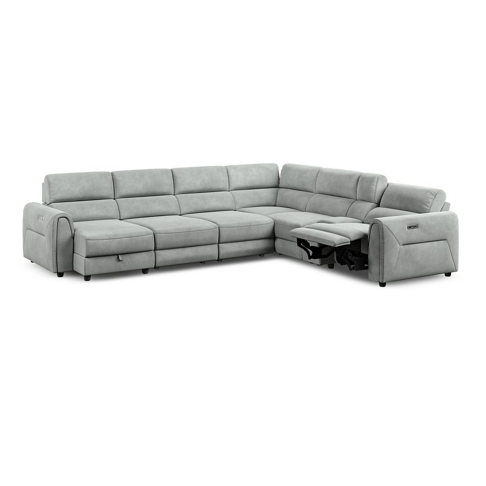 Santorini Modular 6 Seater Power Chaise Left Hand Corner Sofa and Power Headrests in Nomad Pebble Fabric  - GROUP 18 6