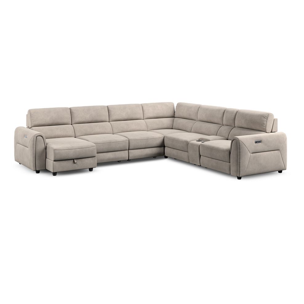 Santorini Modular 6 Seater Power Chaise Left Hand Corner Sofa and Power Headrests in Nomad Sahara Fabric  - GROUP 18 1