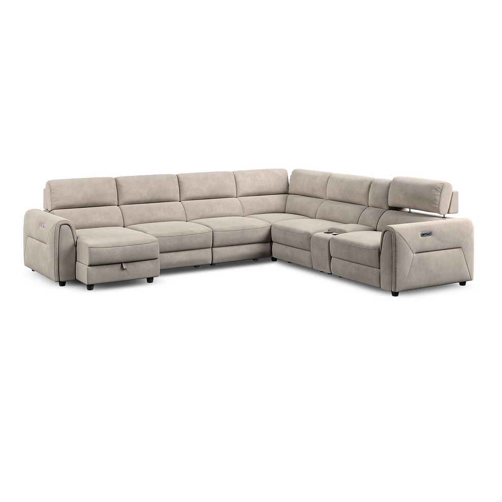 Santorini Modular 6 Seater Power Chaise Left Hand Corner Sofa and Power Headrests in Nomad Sahara Fabric  - GROUP 18 3