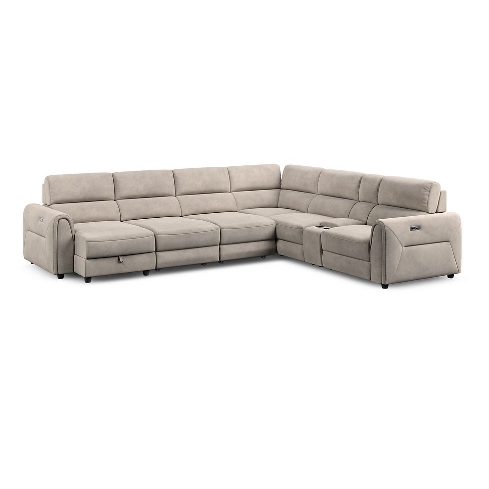 Santorini Modular 6 Seater Power Chaise Left Hand Corner Sofa and Power Headrests in Nomad Sahara Fabric  - GROUP 18 2