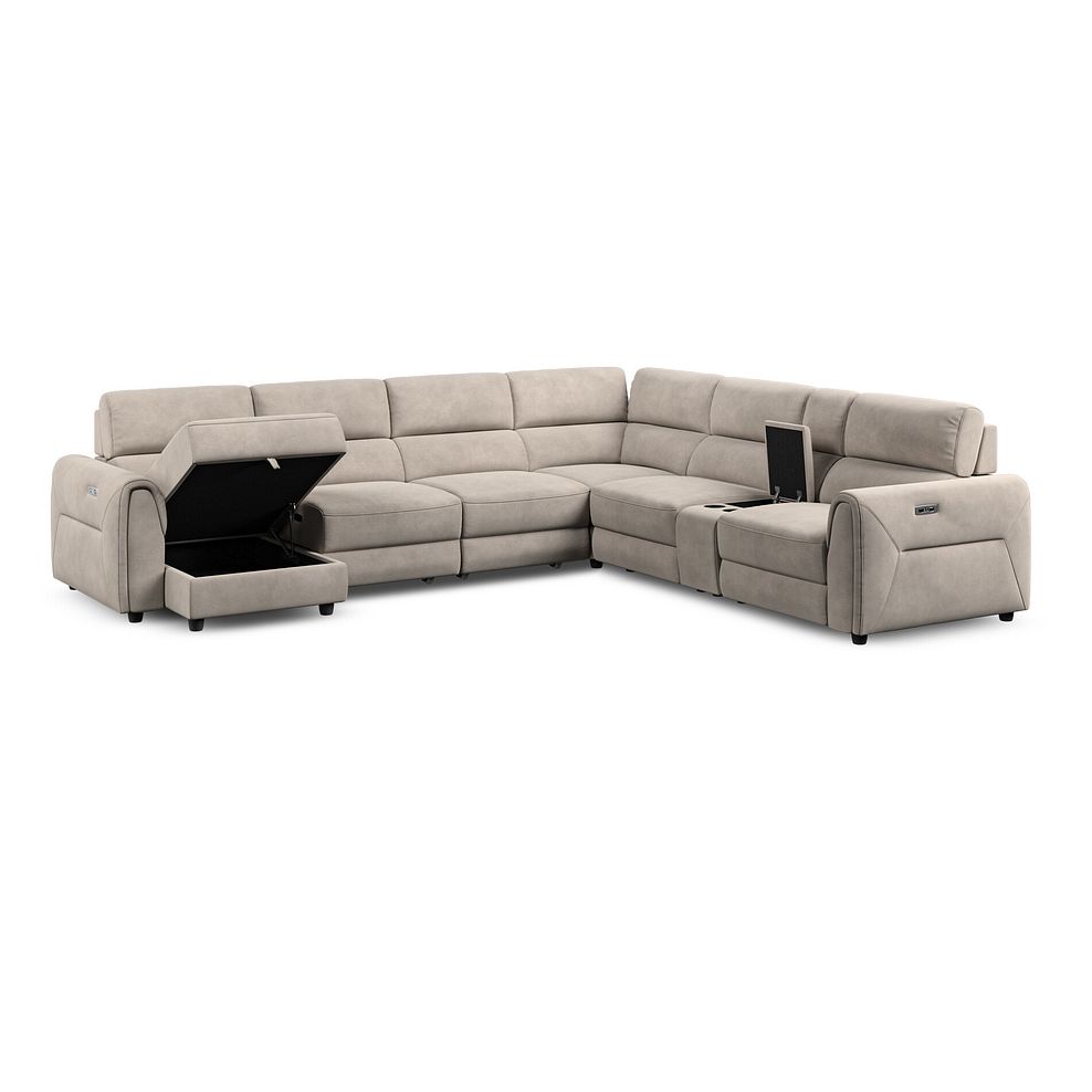 Santorini Modular 6 Seater Power Chaise Left Hand Corner Sofa and Power Headrests in Nomad Sahara Fabric  - GROUP 18 4