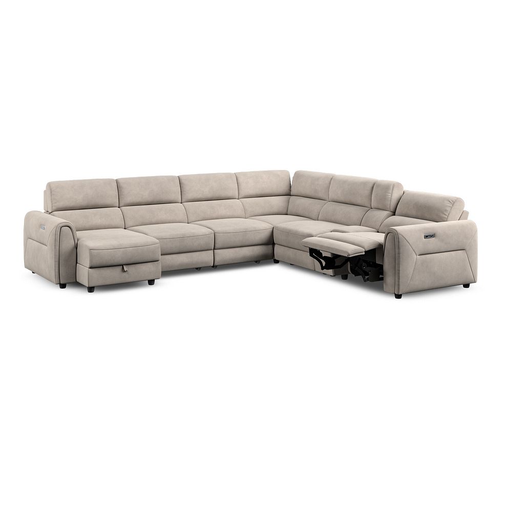 Santorini Modular 6 Seater Power Chaise Left Hand Corner Sofa and Power Headrests in Nomad Sahara Fabric  - GROUP 18 5