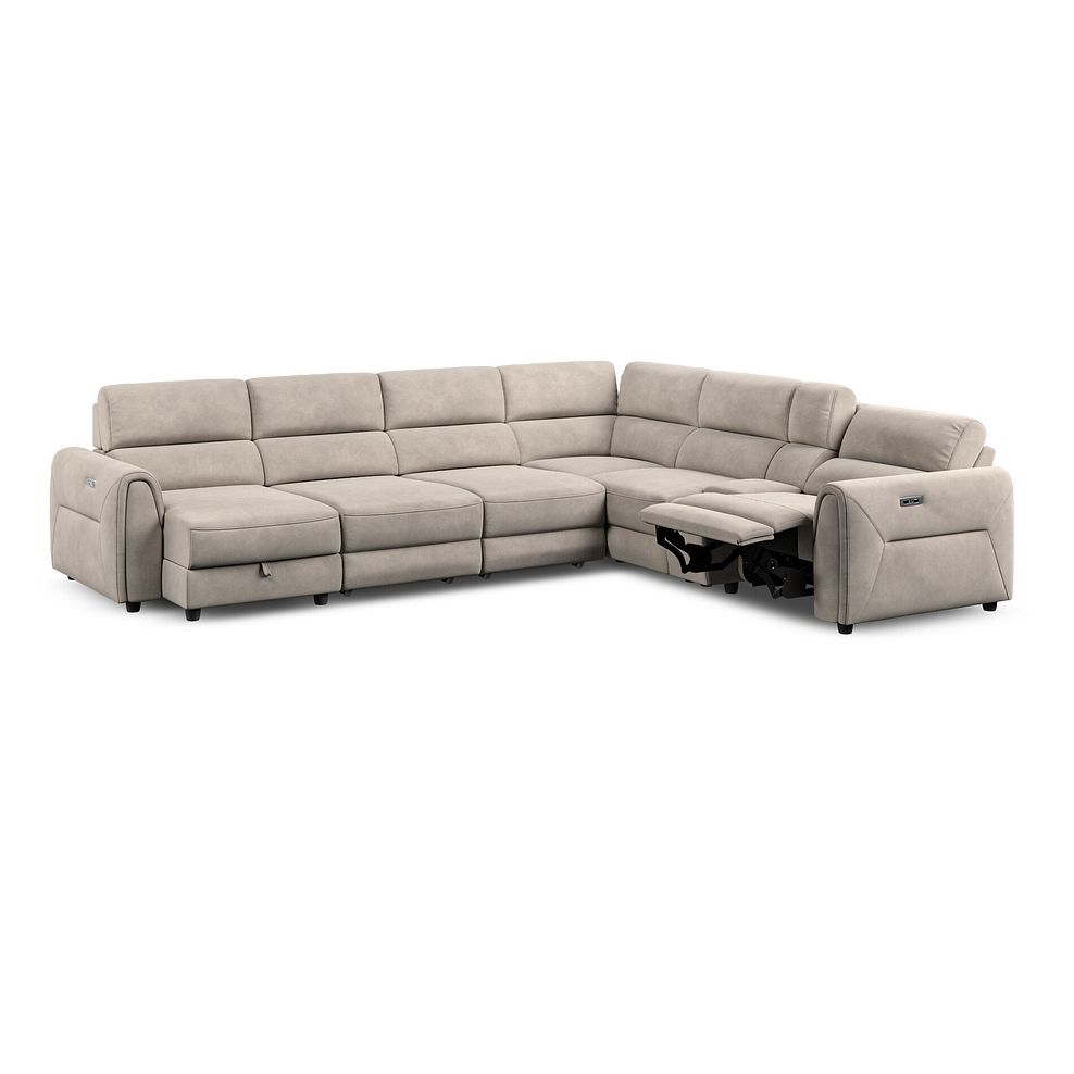 Santorini Modular 6 Seater Power Chaise Left Hand Corner Sofa and Power Headrests in Nomad Sahara Fabric  - GROUP 18 6