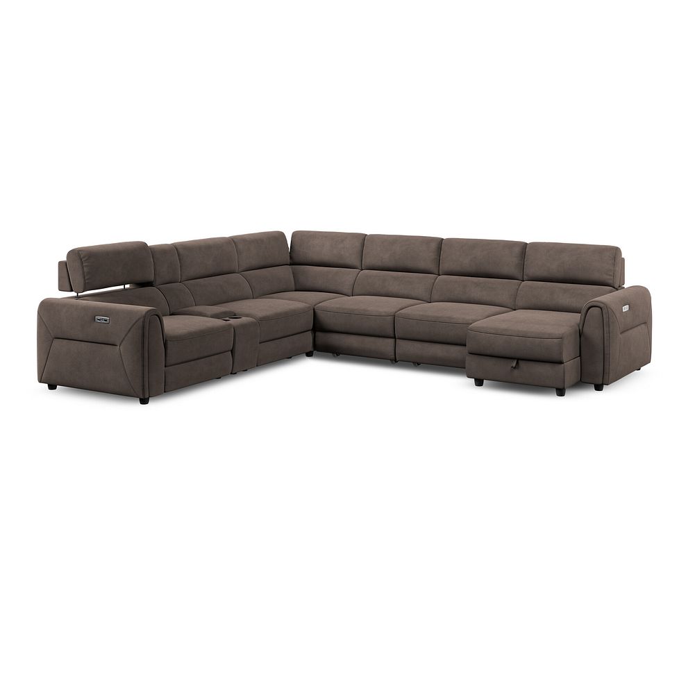 Santorini Modular 6 Seater Power Chaise Right Hand Corner Sofa and Power Headrests in Nomad Driftwood Fabric  - GROUP 19 2
