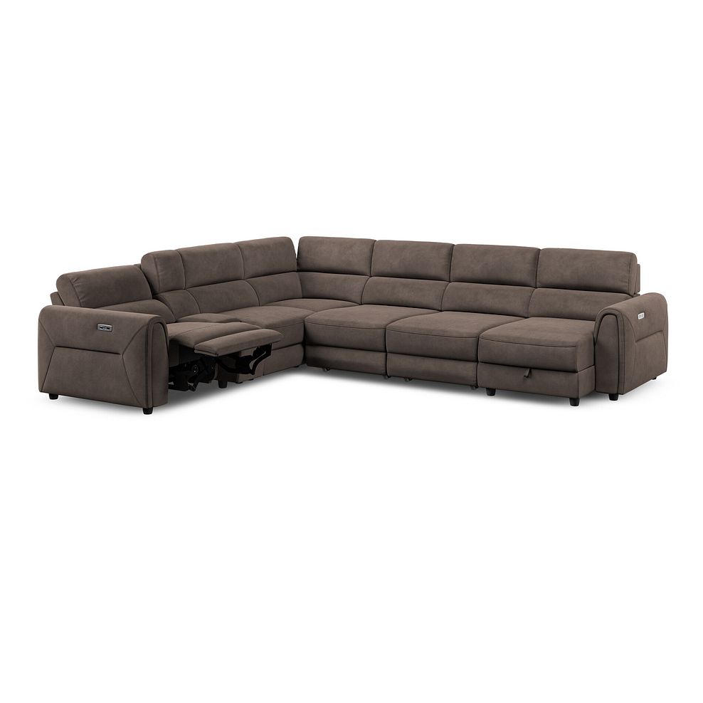 Santorini Modular 6 Seater Power Chaise Right Hand Corner Sofa and Power Headrests in Nomad Driftwood Fabric  - GROUP 19 5