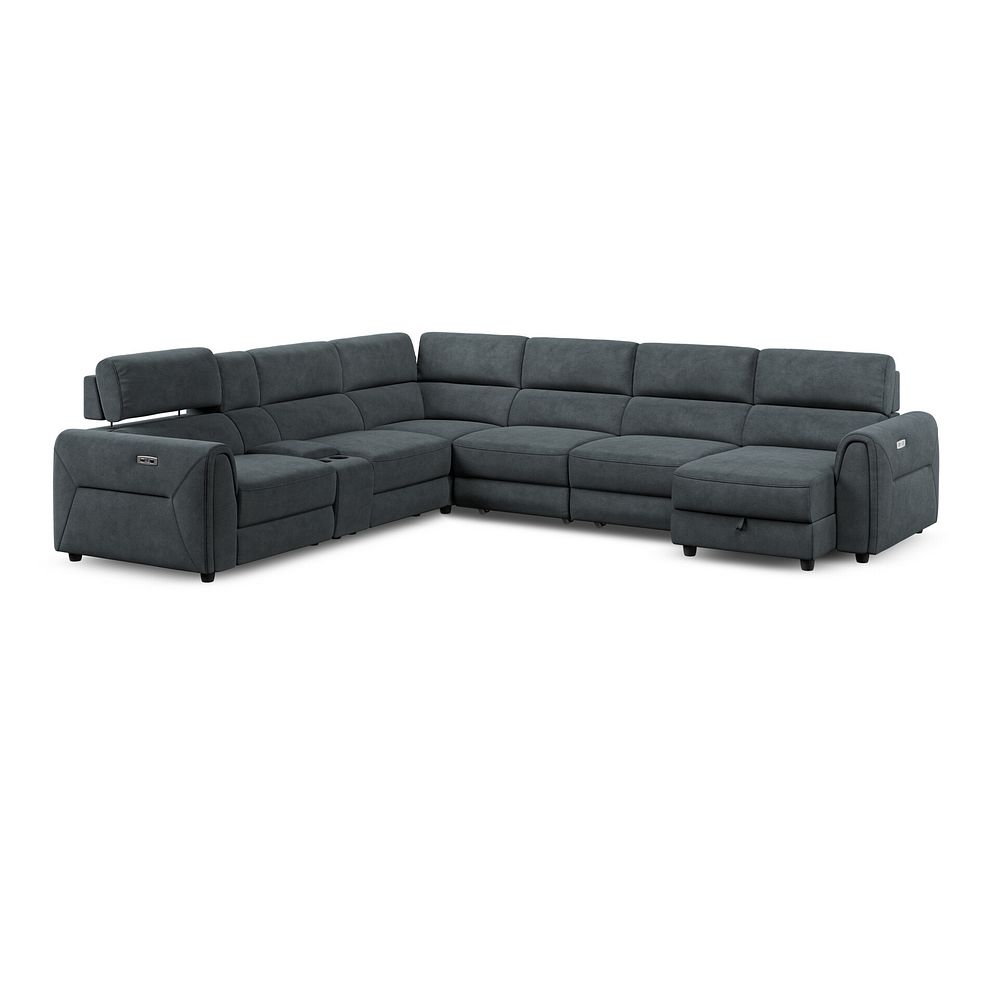 Santorini Modular 6 Seater Power Chaise Right Hand Corner Sofa and Power Headrests in Nomad Harbour Mist Fabric  - GROUP 19 2