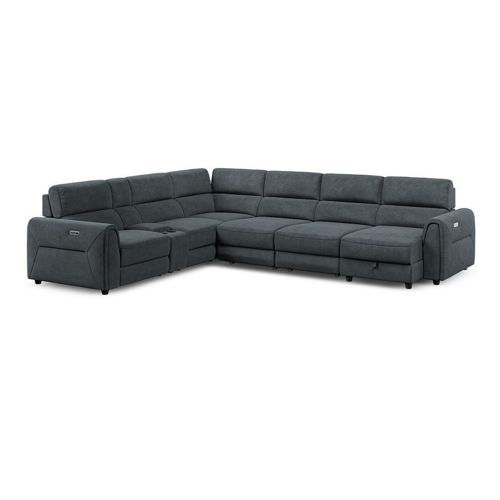Santorini Modular 6 Seater Power Chaise Right Hand Corner Sofa and Power Headrests in Nomad Harbour Mist Fabric  - GROUP 19 3