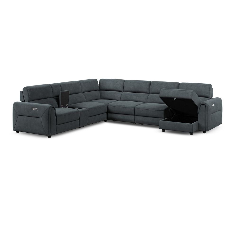Santorini Modular 6 Seater Power Chaise Right Hand Corner Sofa and Power Headrests in Nomad Harbour Mist Fabric  - GROUP 19 4