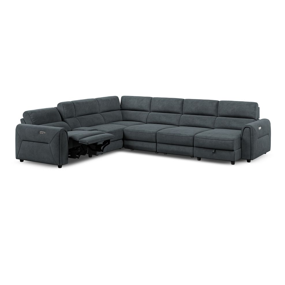 Santorini Modular 6 Seater Power Chaise Right Hand Corner Sofa and Power Headrests in Nomad Harbour Mist Fabric  - GROUP 19 5