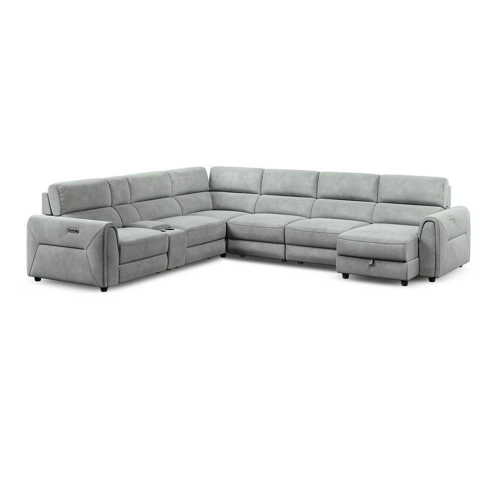 Santorini Modular 6 Seater Power Chaise Right Hand Corner Sofa and Power Headrests in Nomad Pebble Fabric  - GROUP 19 1