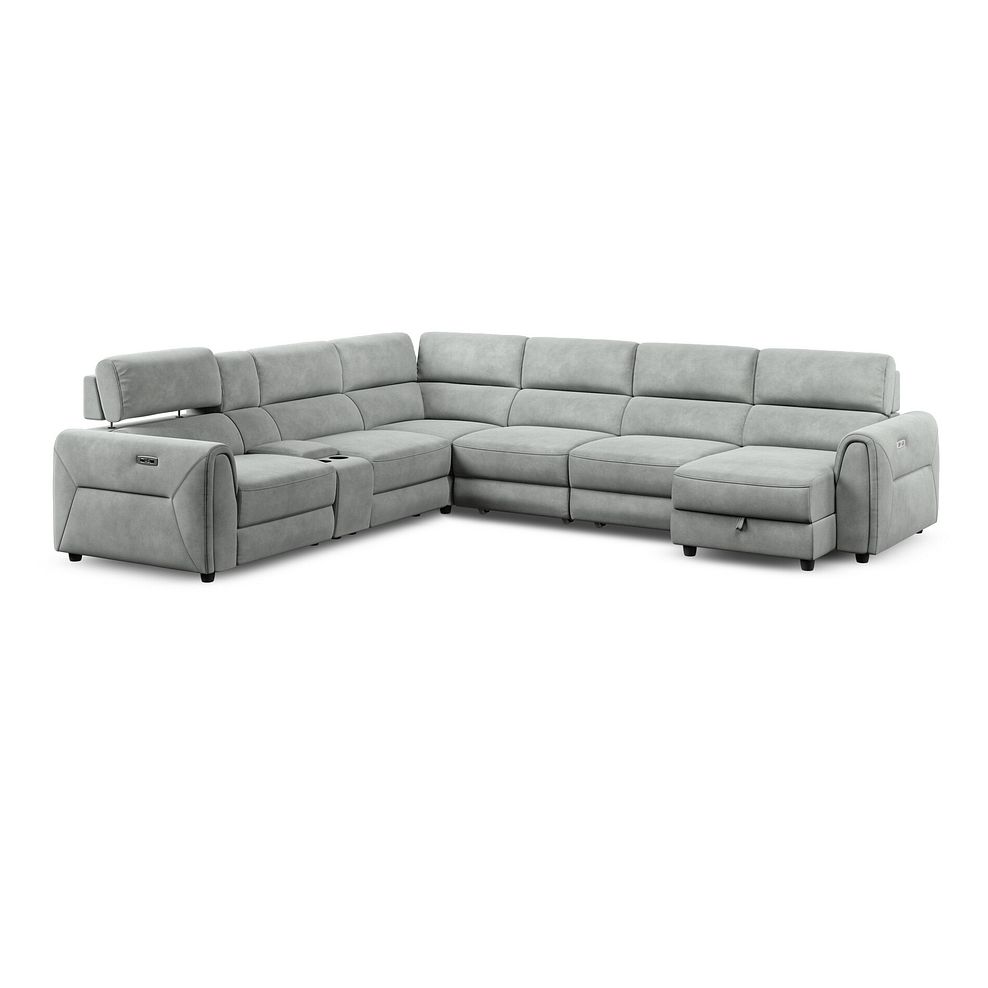 Santorini Modular 6 Seater Power Chaise Right Hand Corner Sofa and Power Headrests in Nomad Pebble Fabric  - GROUP 19 3