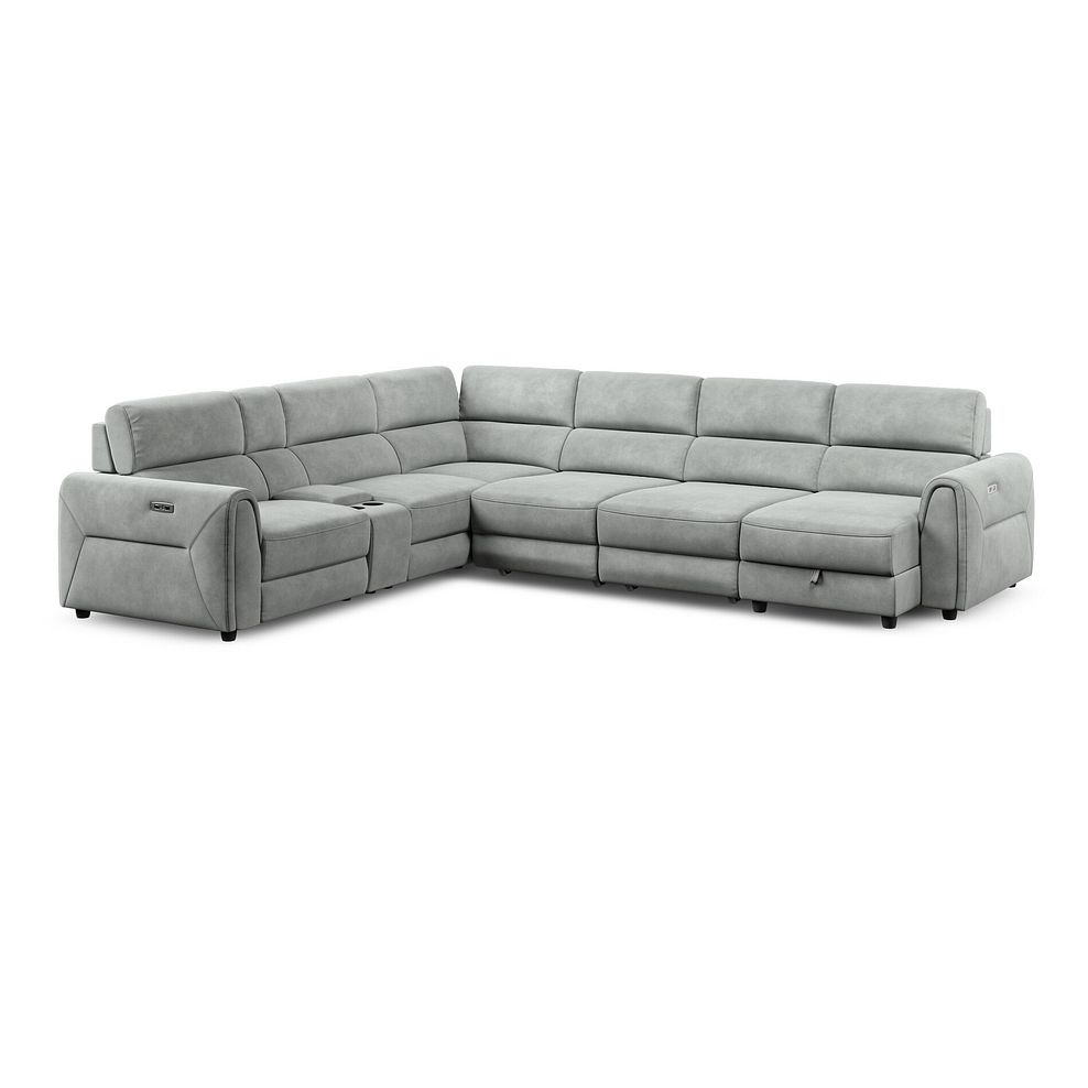 Santorini Modular 6 Seater Power Chaise Right Hand Corner Sofa and Power Headrests in Nomad Pebble Fabric  - GROUP 19 2