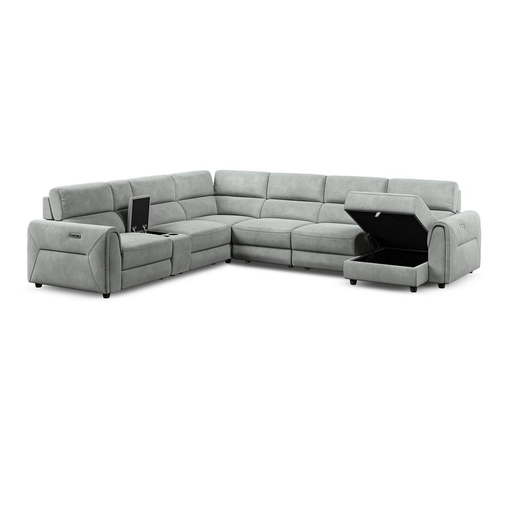Santorini Modular 6 Seater Power Chaise Right Hand Corner Sofa and Power Headrests in Nomad Pebble Fabric  - GROUP 19 4