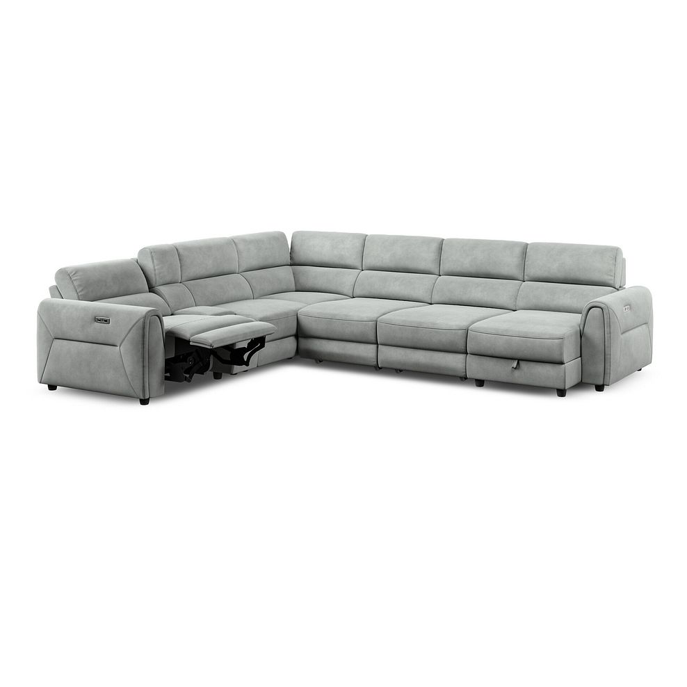 Santorini Modular 6 Seater Power Chaise Right Hand Corner Sofa and Power Headrests in Nomad Pebble Fabric  - GROUP 19 5