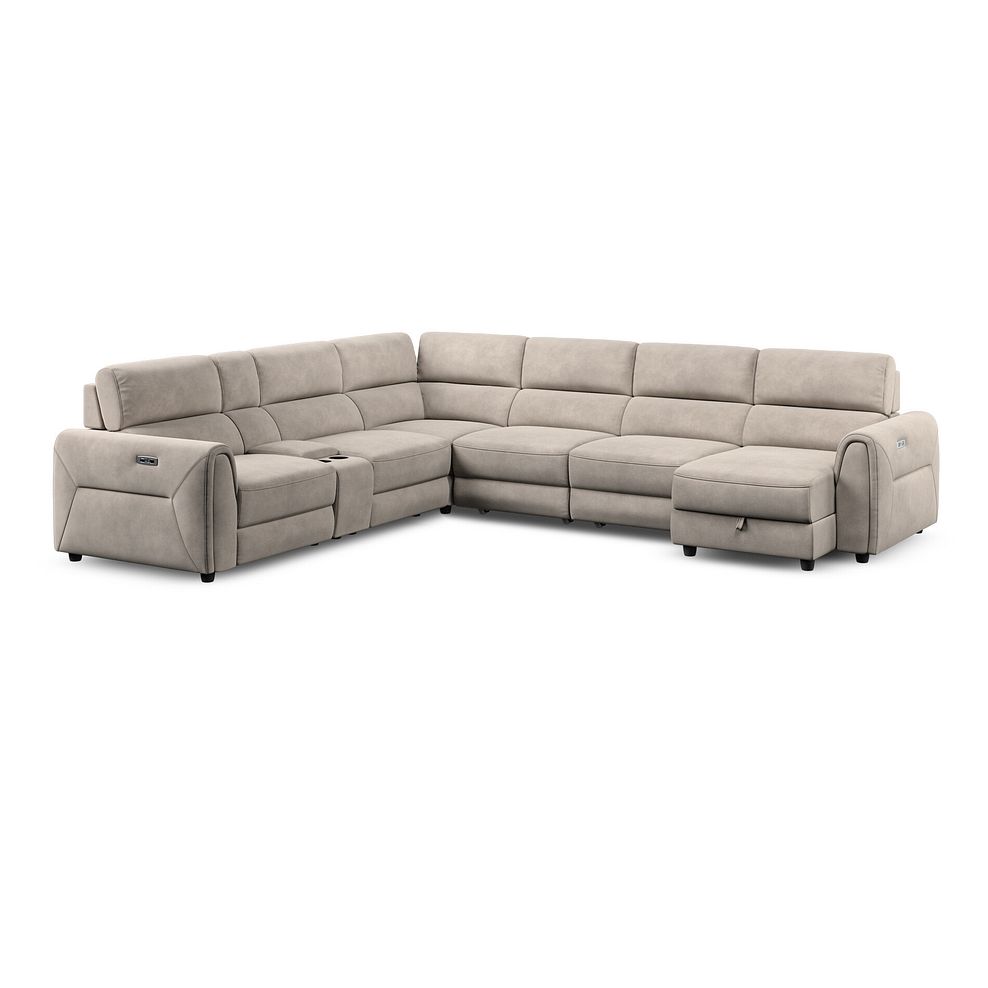 Santorini Modular 6 Seater Power Chaise Right Hand Corner Sofa and Power Headrests in Nomad Sahara Fabric  - GROUP 19 1