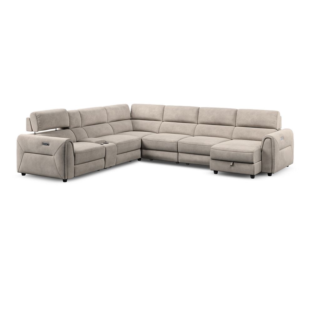 Santorini Modular 6 Seater Power Chaise Right Hand Corner Sofa and Power Headrests in Nomad Sahara Fabric  - GROUP 19 2