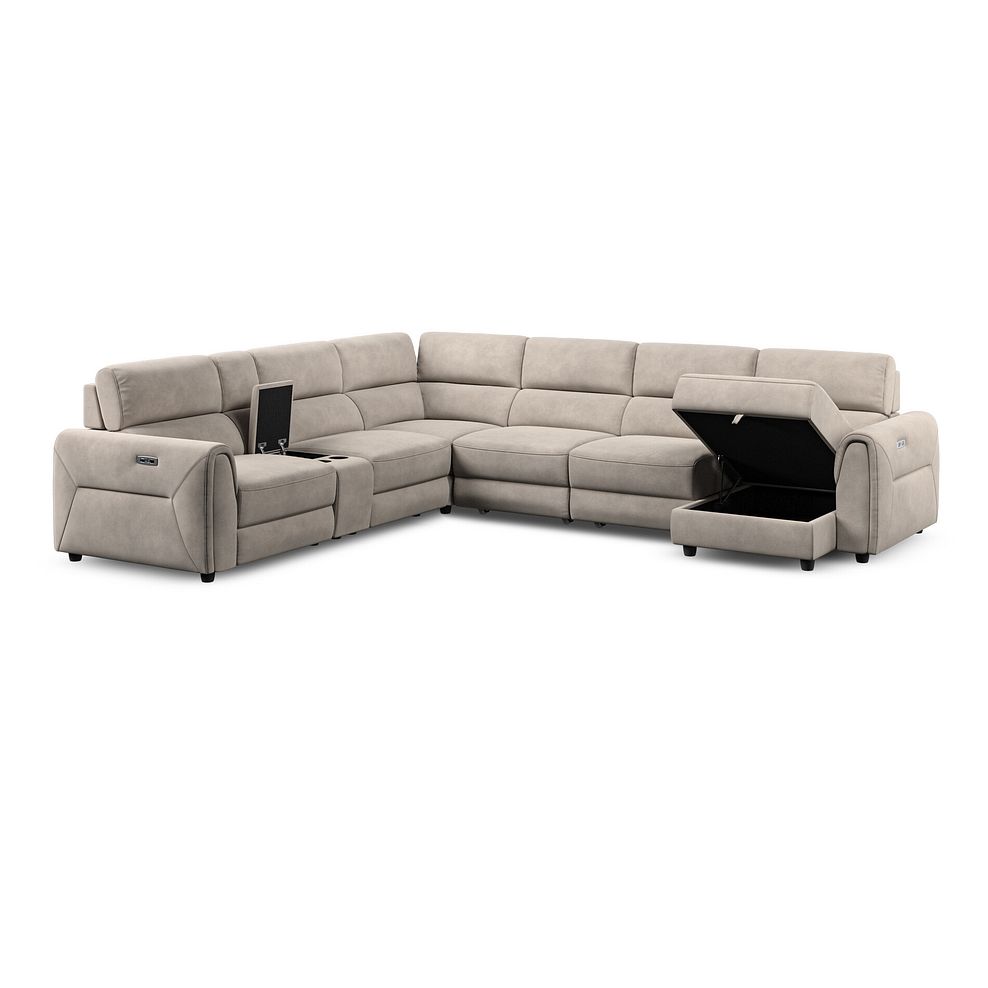 Santorini Modular 6 Seater Power Chaise Right Hand Corner Sofa and Power Headrests in Nomad Sahara Fabric  - GROUP 19 4