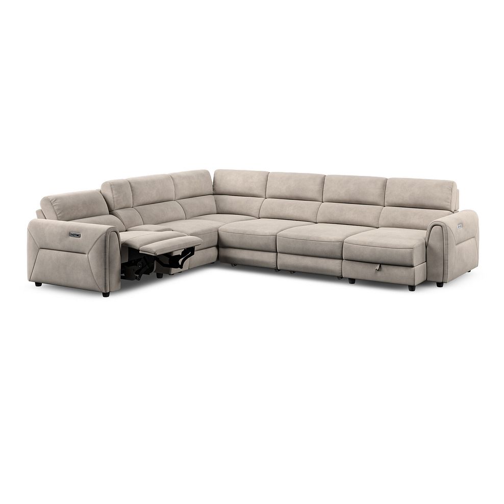 Santorini Modular 6 Seater Power Chaise Right Hand Corner Sofa and Power Headrests in Nomad Sahara Fabric  - GROUP 19 5