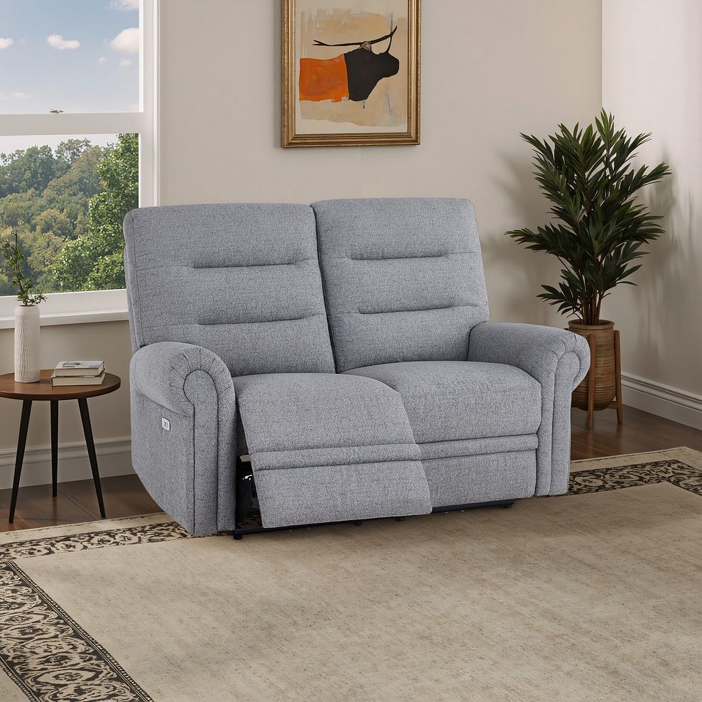 Eastbourne Recliner 2 Seater with USB in Santos Steel Fabric 1