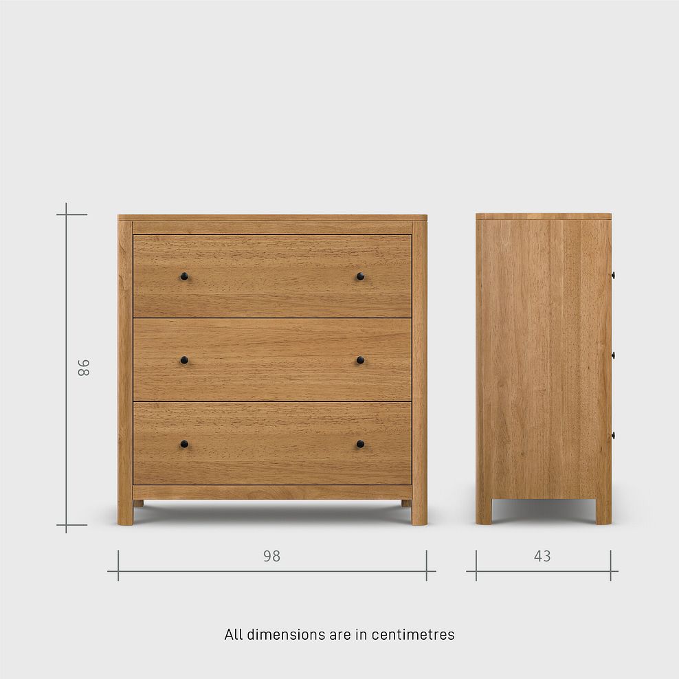 Savannah Solid Heveawood 3 Drawer Chest 9