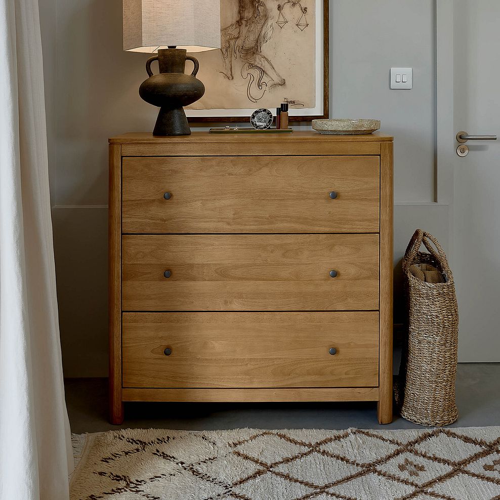 Savannah Solid Heveawood 3 Drawer Chest 2