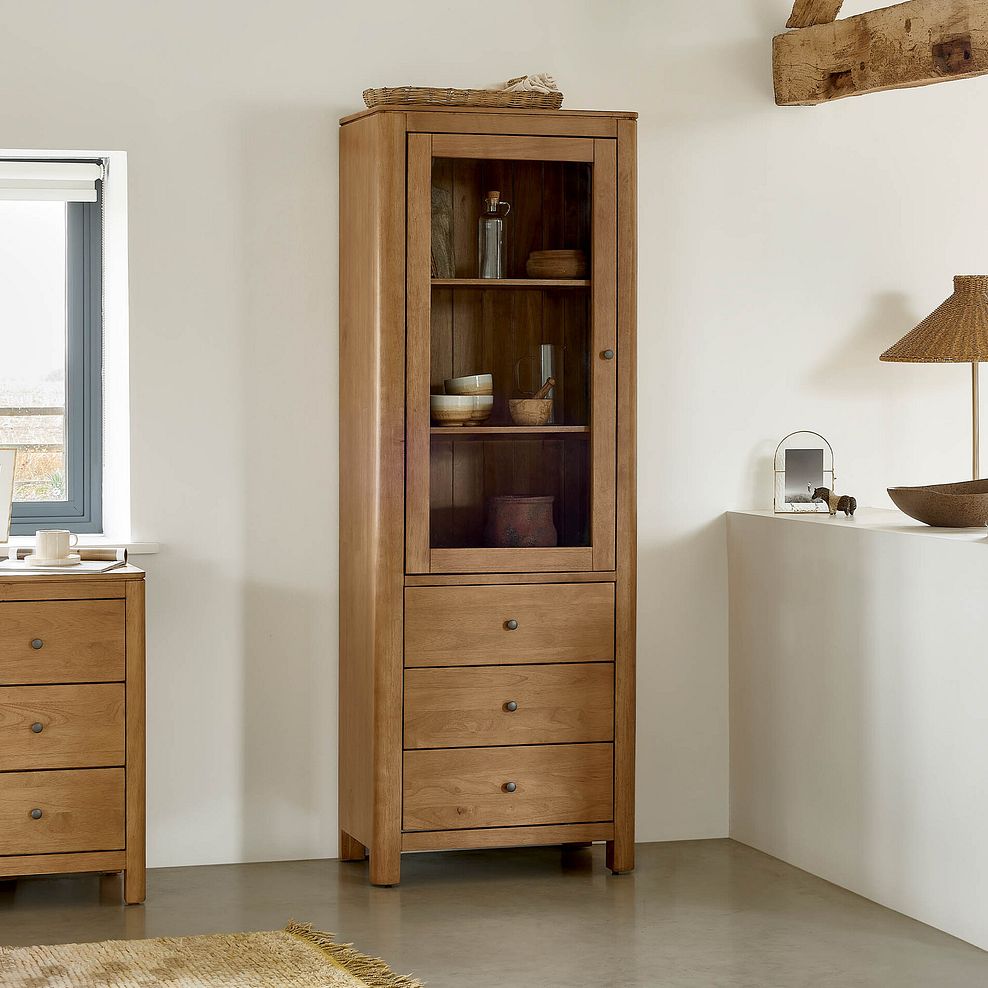 Savannah Solid Heveawood Display Cabinet 1