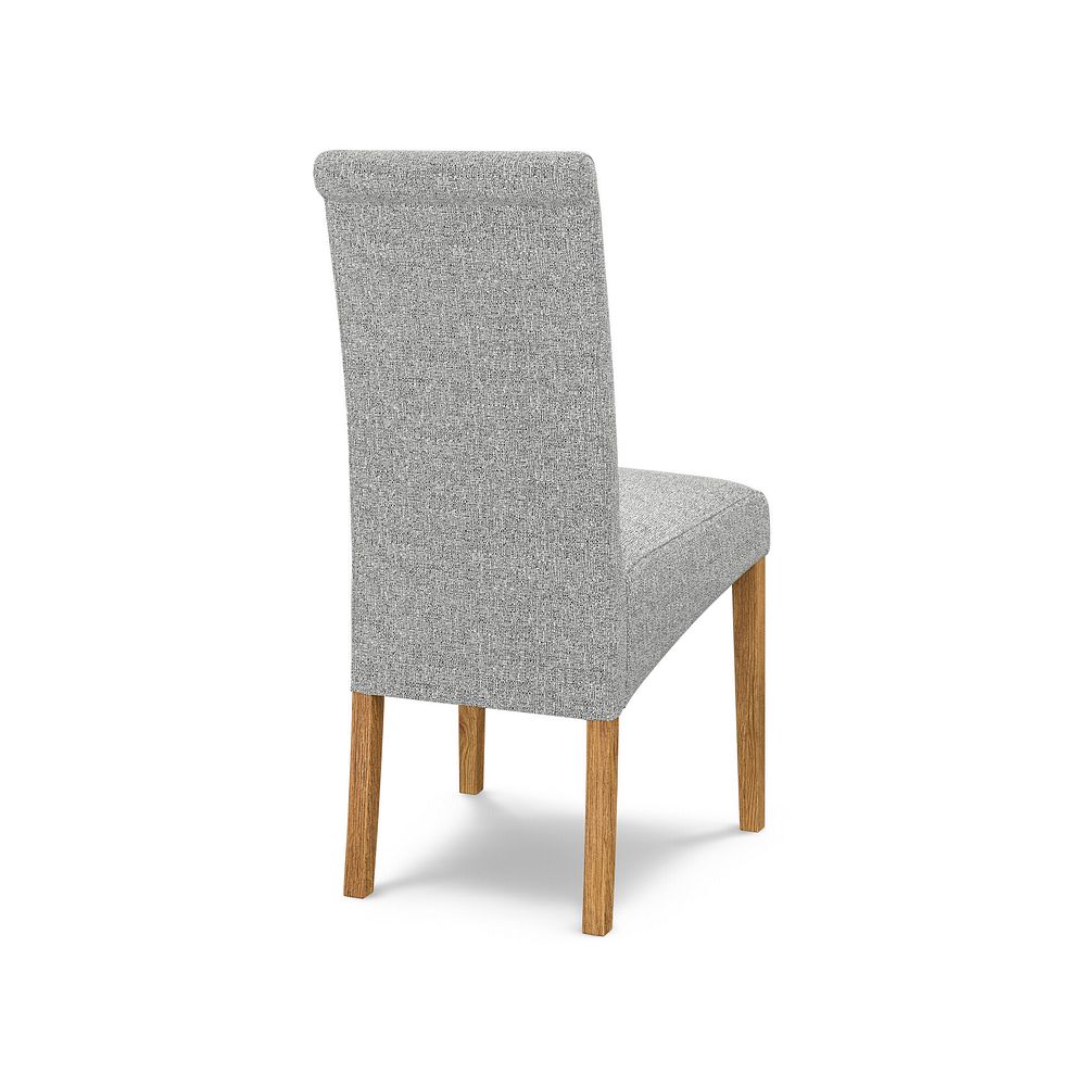 Scroll Back Chair in Conway Grey Fabric with Solid Oak Legs 3