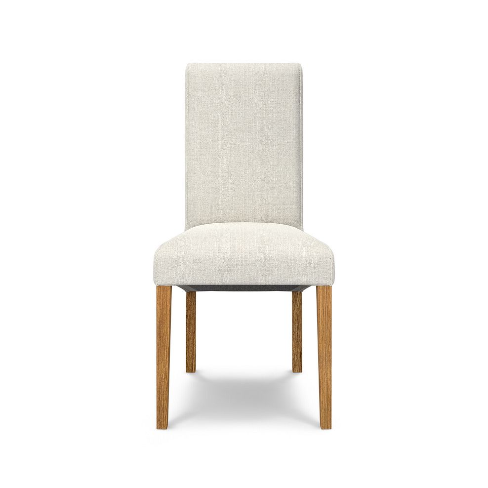 Scroll Back Chair in Conway Stone Fabric with Solid Oak Legs 3