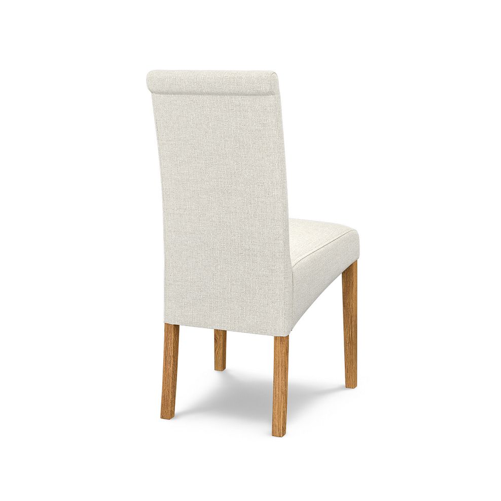 Scroll Back Chair in Conway Stone Fabric with Solid Oak Legs 4