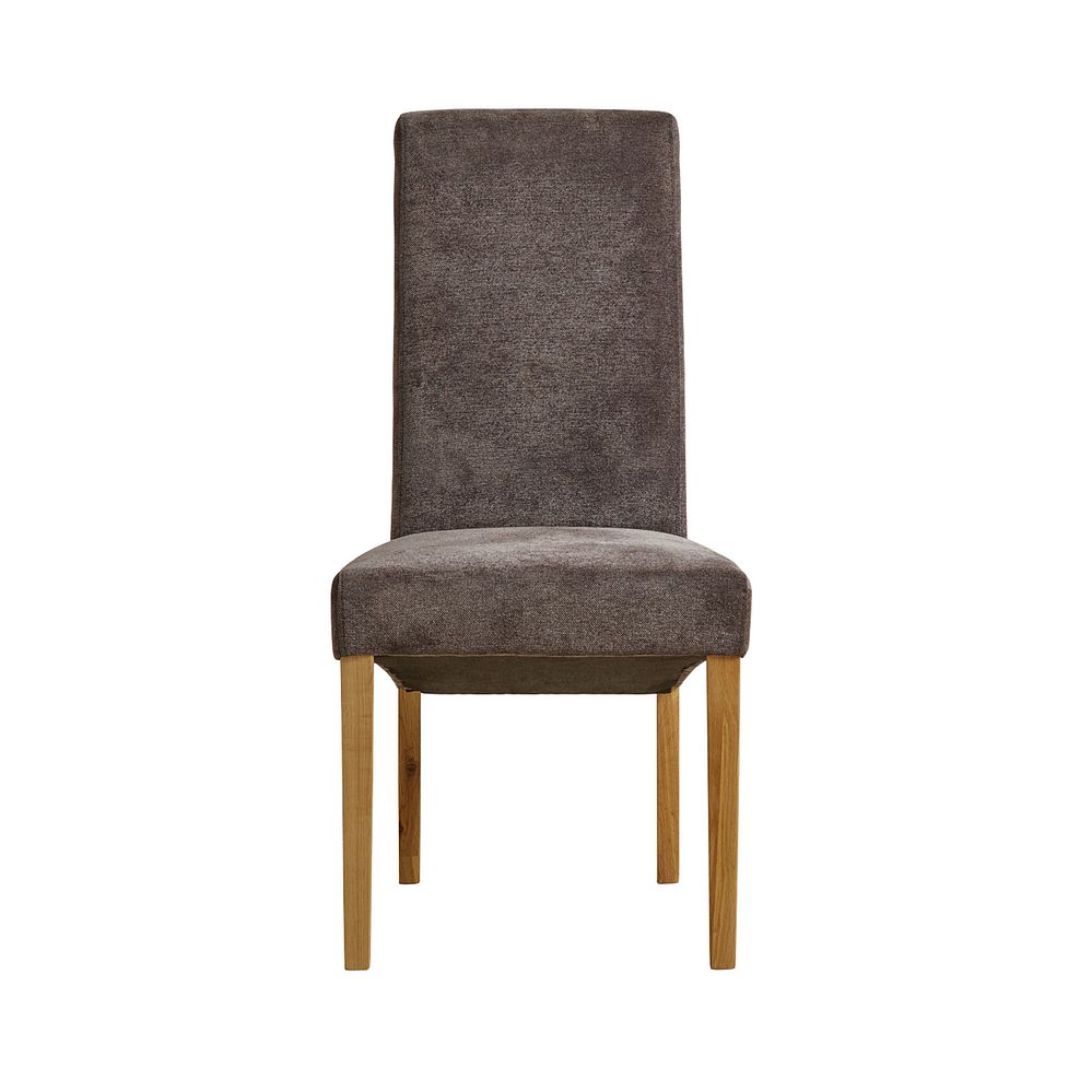 Scroll Back Chair in Plain Charcoal Fabric with Solid Oak Legs Thumbnail 2