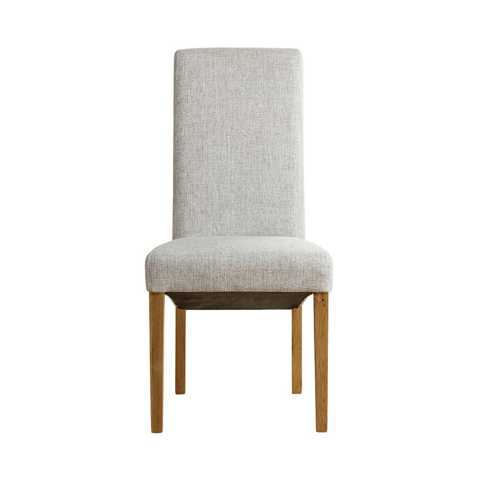 Scroll Back Chair in Plain Grey Fabric with Solid Oak Legs Thumbnail 3