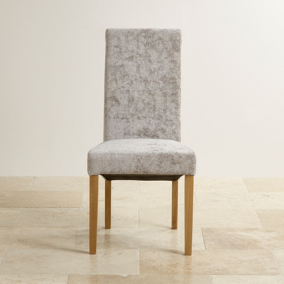 Scroll Back Chair in Plain Truffle Fabric with Solid Oak Legs Thumbnail 2
