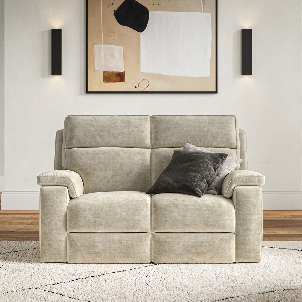 Selby 2 Seater Power Recliner Sofa in Plush Beige Fabric 3