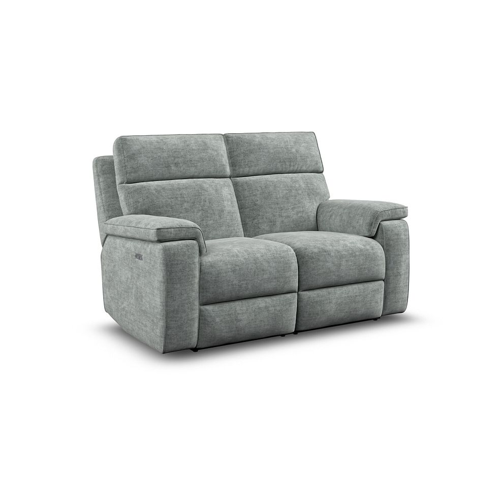 Selby 2 Seater Power Recliner Sofa in Plush Silver Fabric 1