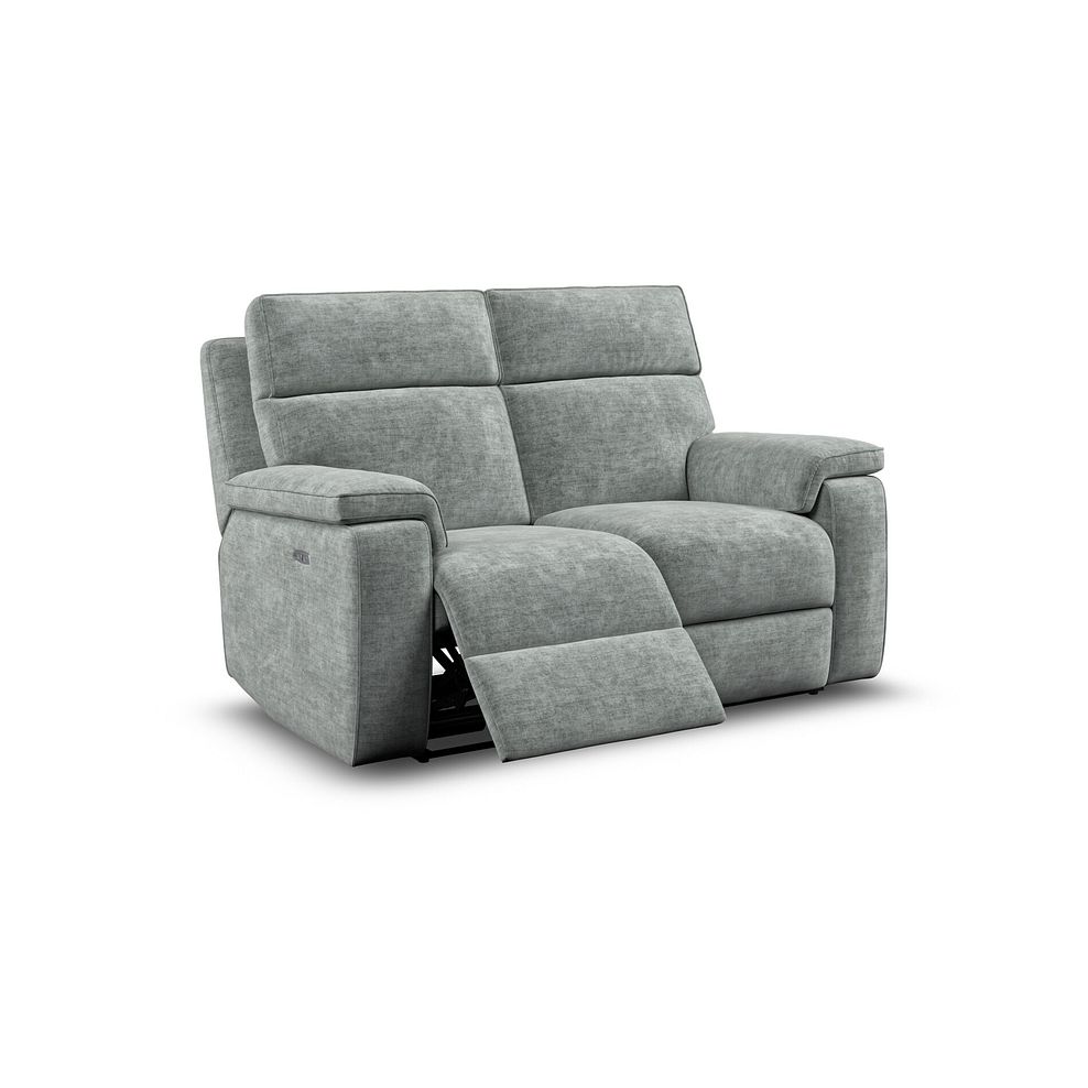 Selby 2 Seater Power Recliner Sofa in Plush Silver Fabric 2