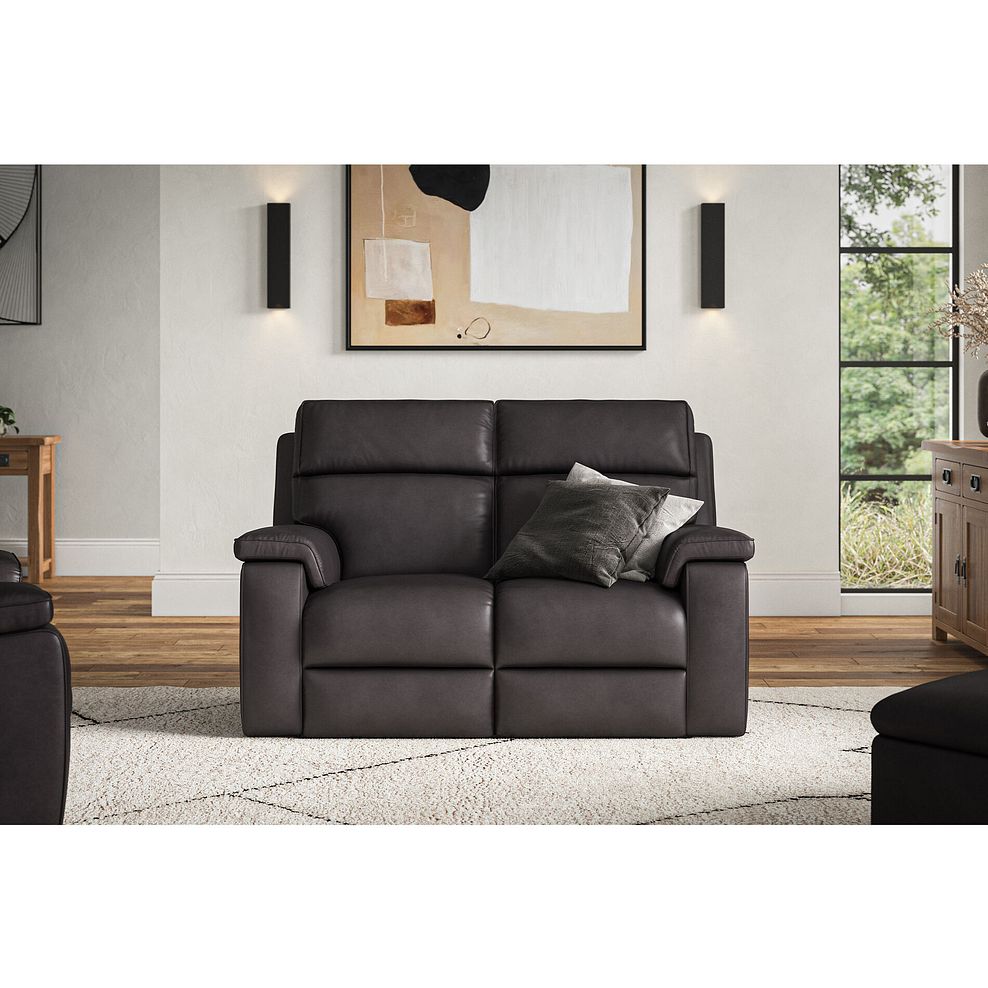 Selby 2 Seater Power Recliner Sofa in Virgo Black Leather 1