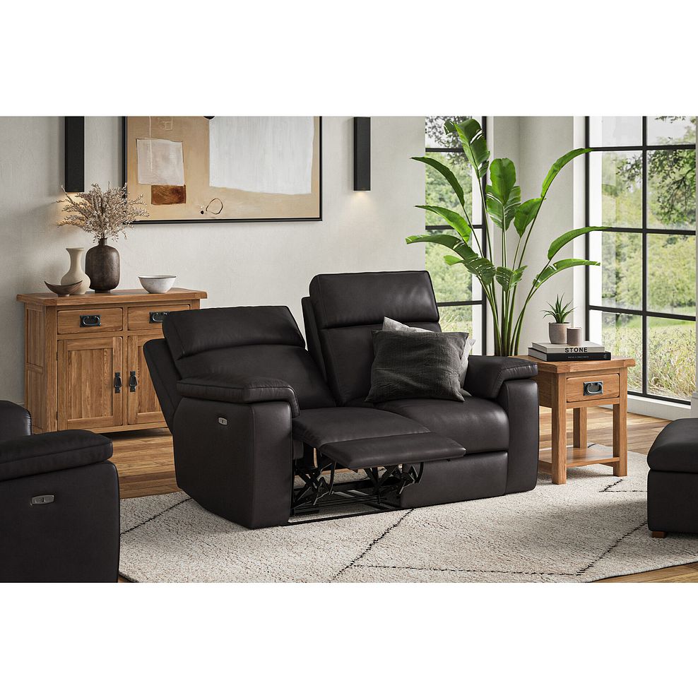 Selby 2 Seater Power Recliner Sofa in Virgo Black Leather 2